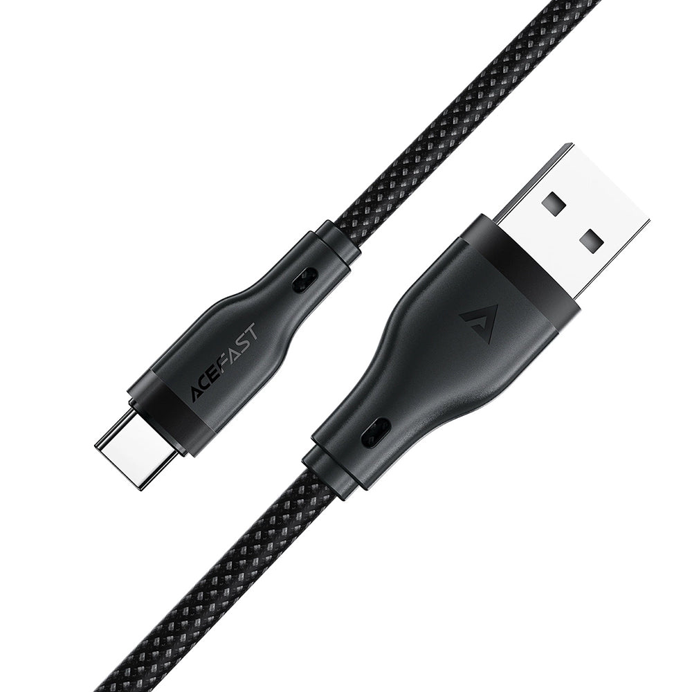Cablu Acefast (C8-04), Fast Charging, USB to Type-C, 3A, Nylon Braided, 25.000 Bends, 1.2m, Negru
