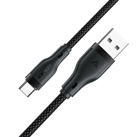 Cablu Acefast (C8-04), Fast Charging, USB to Type-C, 3A, Nylon Braided, 25.000 Bends, 1.2m, Negru