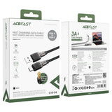 Cablu Acefast (C10-04), Fast Charging, USB to Type-C, 3A, 25.000 Bends, Durable Silicone, 1.2m, Negru