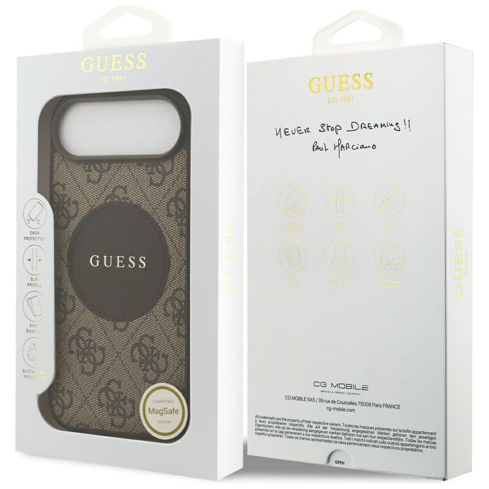 Husa de protectie Guess 4G Circle Classic Logo MagSafe (GUHMP17MP4PGRSGW) compatibil cu iPhone 17 Air, Maro