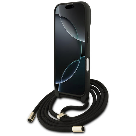 Husa de protectie Guess Hardcase 4G CBDY Big Logo with Cord Strap (GUHCP17SP4GMGCRK) compatibil cu iPhone 17, Negru