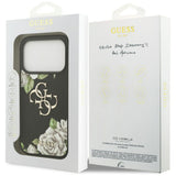 Husa de protectie Guess Hardcase 4G Grained Roses Big Logo (GUHCP17LPGROP4MK) compatibil cu iPhone 17 Pro, Negru