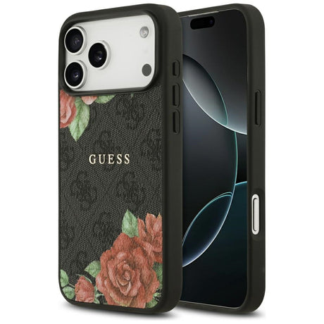 Husa de protectie Guess Hardcase 4G Flowers Print MagSafe (GUHMP17LP4ROPEMCK) compatibil cu iPhone 17 Pro, Negru