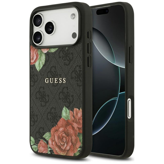 Husa de protectie Guess Hardcase 4G Flowers Print MagSafe (GUHMP17LP4ROPEMCK) compatibil cu iPhone 17 Pro, Negru