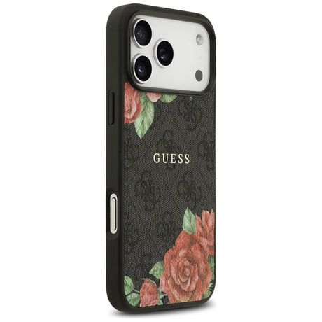 Husa de protectie Guess Hardcase 4G Flowers Print MagSafe (GUHMP17LP4ROPEMCK) compatibil cu iPhone 17 Pro, Negru