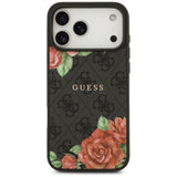 Husa de protectie Guess Hardcase 4G Flowers Print MagSafe (GUHMP17LP4ROPEMCK) compatibil cu iPhone 17 Pro, Negru