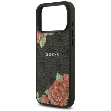 Husa de protectie Guess Hardcase 4G Flowers Print MagSafe (GUHMP17LP4ROPEMCK) compatibil cu iPhone 17 Pro, Negru