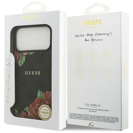 Husa de protectie Guess Hardcase 4G Flowers Print MagSafe (GUHMP17LP4ROPEMCK) compatibil cu iPhone 17 Pro, Negru