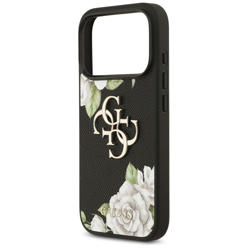 Husa de protectie Guess Hardcase 4G Grained Roses Big Logo (GUHCP17XPGROP4MK) compatibil cu iPhone 17 Pro Max, Negru