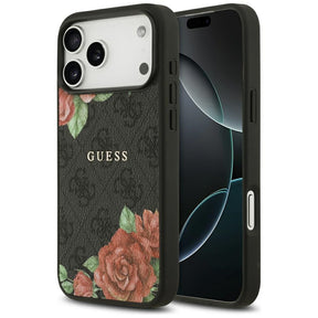 Husa de protectie Guess Hardcase 4G Flowers Print MagSafe (GUHMP17XP4ROPEMCK) compatibil cu iPhone 17 Pro Max, Negru