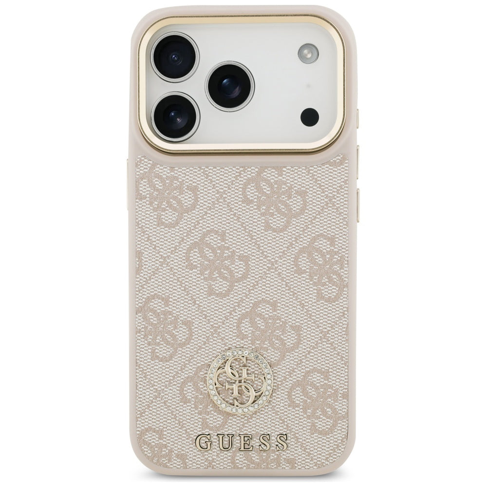 Husa de protectie Guess Hardcase 4G Strass Logo & Big Strap (GUHMP17LP4G4DCSP) compatibil cu iPhone 17 Pro, Roz