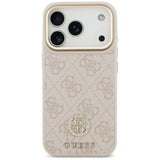 Husa de protectie Guess Hardcase 4G Strass Logo & Big Strap (GUHMP17LP4G4DCSP) compatibil cu iPhone 17 Pro, Roz