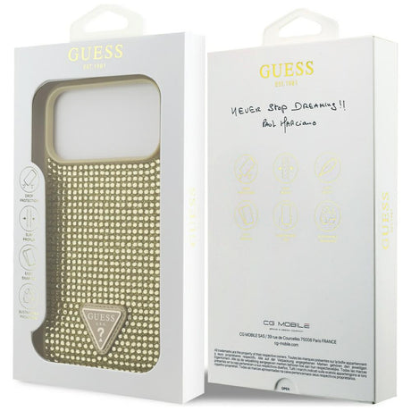 Husa de protectie Guess Rhinestone Triangle Logo (GUHCP17LHDGTPD) compatibil cu iPhone 17 Pro, Auriu