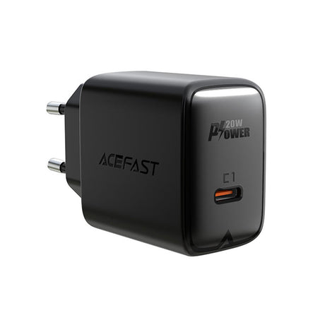 Incarcator Acefast (A1), Fast Charging, Type-C, PD20W, QC 3.0, 5V/2.4A, Smart Chip, V0 Fire Protection, Negru