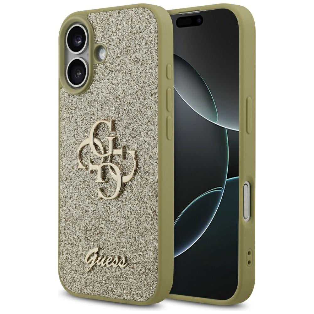 Husa de protectie Guess Fixed Glitter Big 4G (GUHCP17SHG4SGD) compatibil cu iPhone 17, Auriu