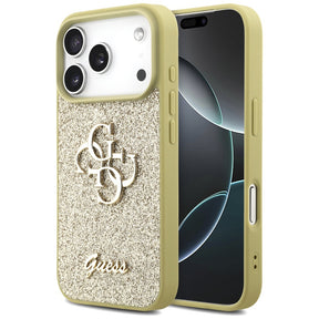 Husa de protectie Guess Fixed Glitter Big 4G (GUHCP17LHG4SGD) compatibil cu iPhone 17 Pro, Auriu