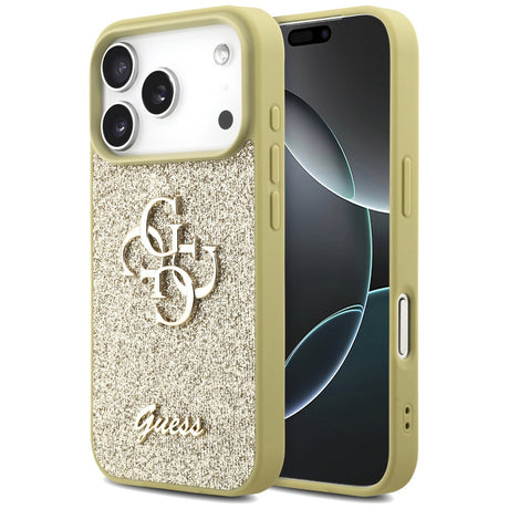 Husa de protectie Guess Fixed Glitter Big 4G (GUHCP17LHG4SGD) compatibil cu iPhone 17 Pro, Auriu