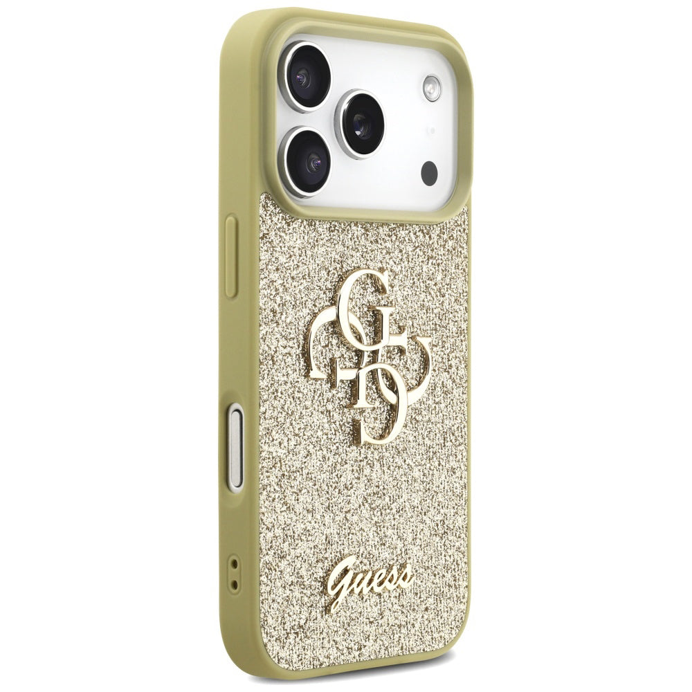 Husa de protectie Guess Fixed Glitter Big 4G (GUHCP17LHG4SGD) compatibil cu iPhone 17 Pro, Auriu