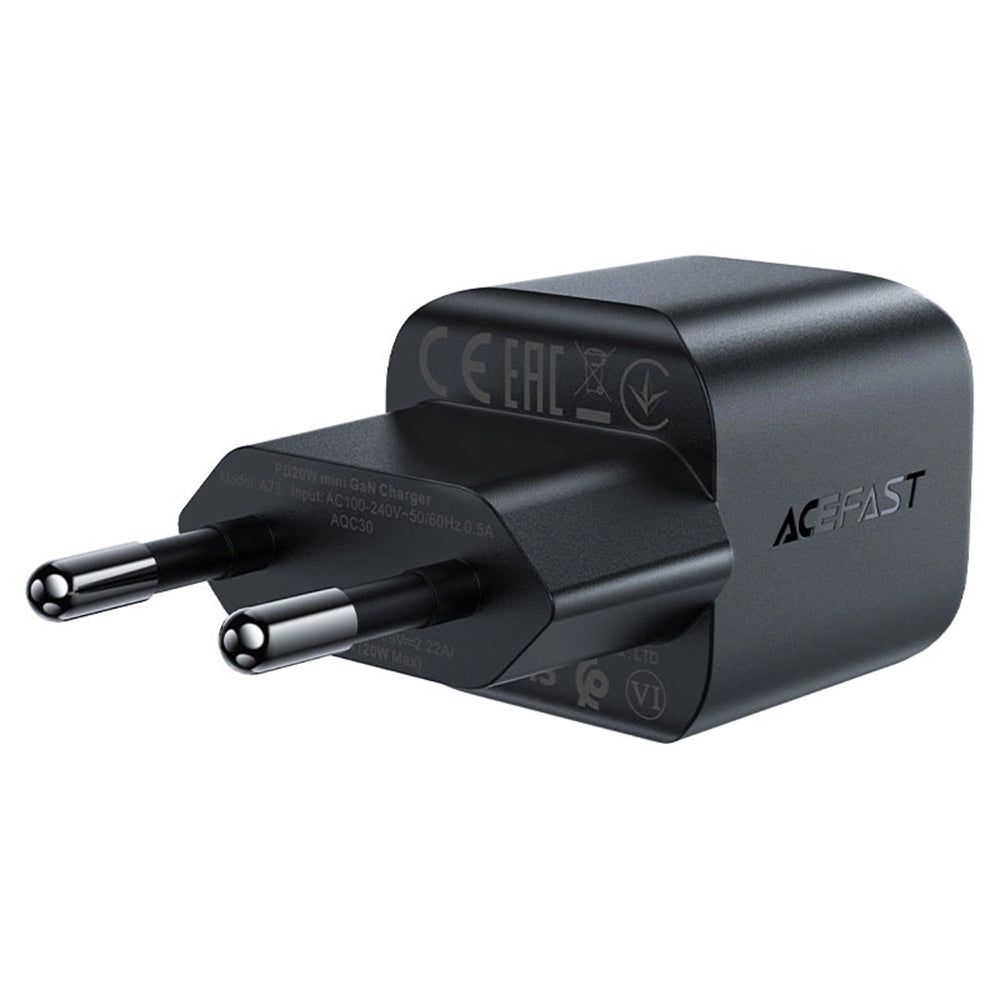 Incarcator Acefast Mini (A73), GaN Technology, PD20W, Small Size Design, Negru