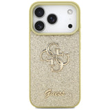 Husa de protectie Guess Fixed Glitter Big 4G (GUHCP17XHG4SGD) compatibil cu iPhone 17 Pro Max, Auriu