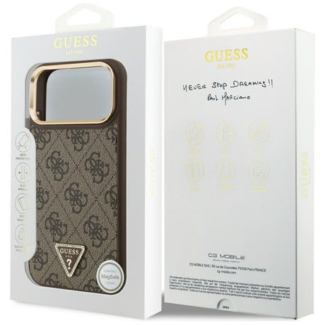 Husa de protectie Guess Hardcase 4G Triangle Logo MagSafe (GUHMP17LP4GTDGMW) compatibil cu iPhone 17 Pro, Maro