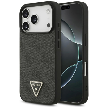 Husa de protectie Guess Leather 4G Triangle Strass MagSafe (GUHMP17LP4TDPLK) compatibil cu iPhone 17 Pro, Negru