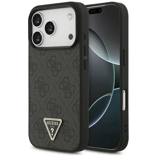 Husa de protectie Guess Leather 4G Triangle Strass MagSafe (GUHMP17LP4TDPLK) compatibil cu iPhone 17 Pro, Negru