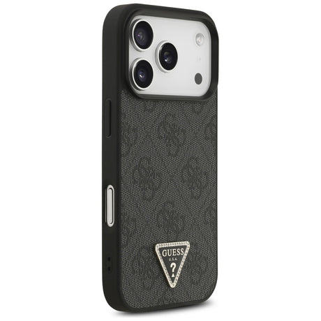 Husa de protectie Guess Leather 4G Triangle Strass MagSafe (GUHMP17LP4TDPLK) compatibil cu iPhone 17 Pro, Negru