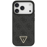 Husa de protectie Guess Leather 4G Triangle Strass MagSafe (GUHMP17LP4TDPLK) compatibil cu iPhone 17 Pro, Negru