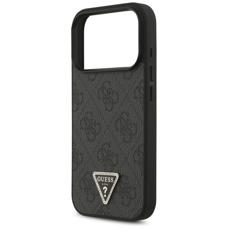 Husa de protectie Guess Leather 4G Triangle Strass MagSafe (GUHMP17LP4TDPLK) compatibil cu iPhone 17 Pro, Negru