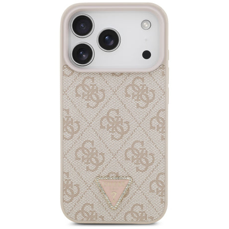 Husa de protectie Guess Leather 4G Triangle Strass MagSafe (GUHMP17LP4TDPLP) compatibil cu iPhone 17 Pro, Roz