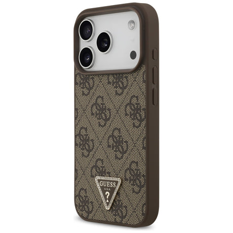 Husa de protectie Guess Leather 4G Triangle Strass MagSafe (GUHMP17LP4TDPLW) compatibil cu iPhone 17 Pro, Maro