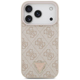 Husa de protectie Guess Leather 4G Triangle Strass MagSafe (GUHMP17XP4TDPLP) compatibil cu iPhone 17 Pro Max, Roz