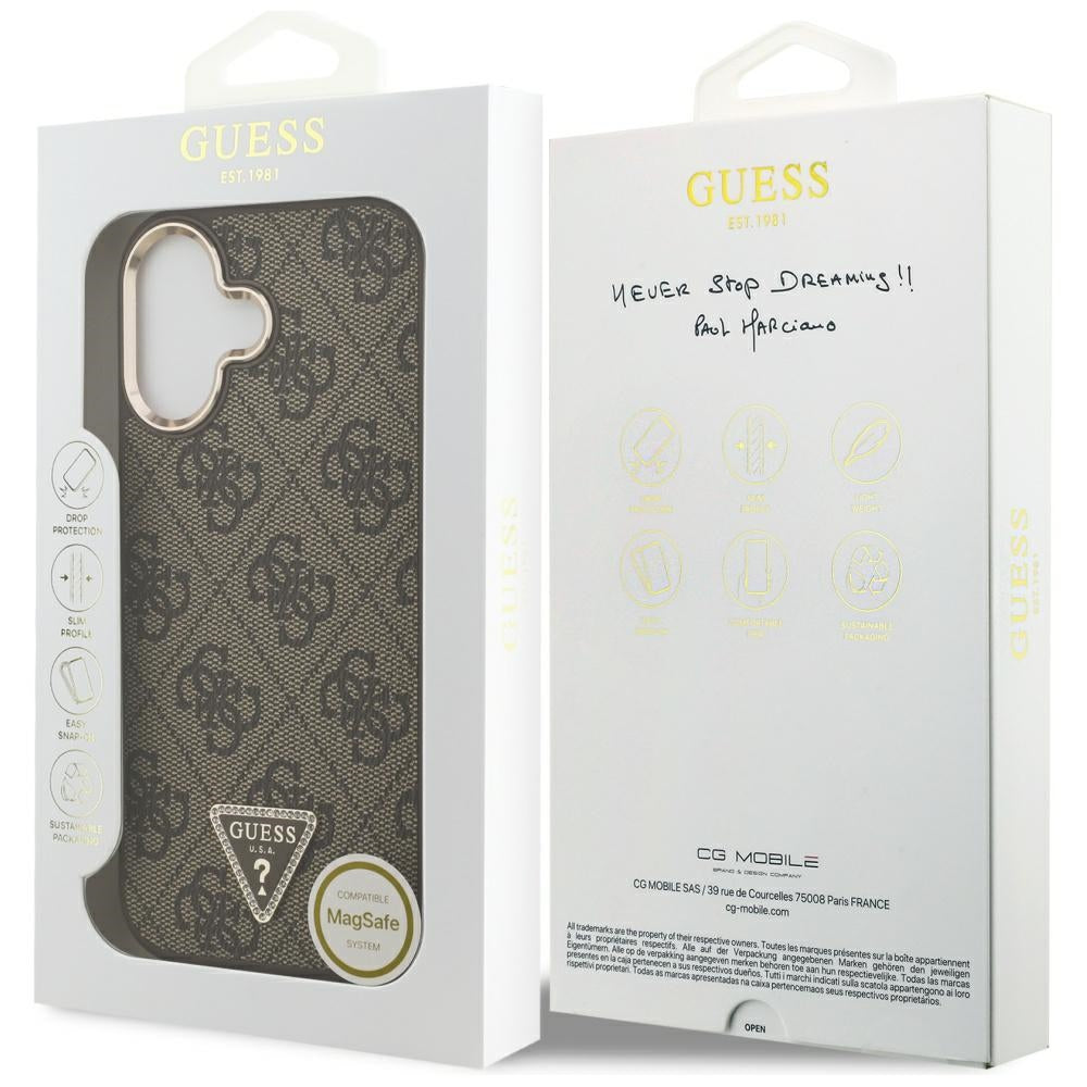Husa de protectie Guess Hardcase 4G Triangle Logo MagSafe (GUHMP17SP4GTDGMW) compatibil cu iPhone 17, Maro