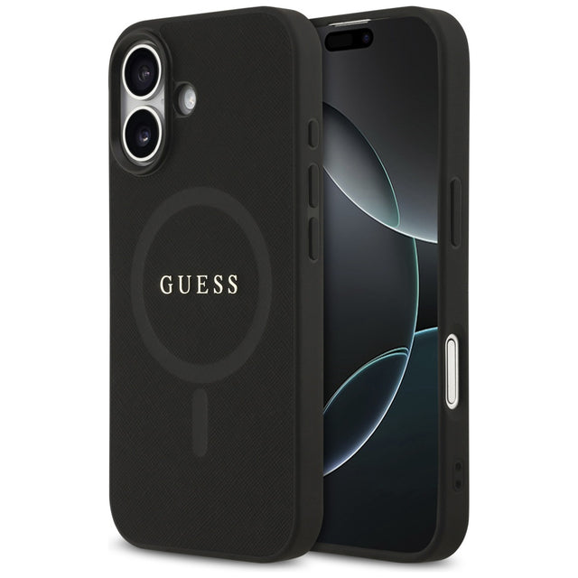 Husa de protectie Guess Saffiano Classic Logo MagSafe (GUHMP17SPSAHMCK) compatibil cu iPhone 17, Negru