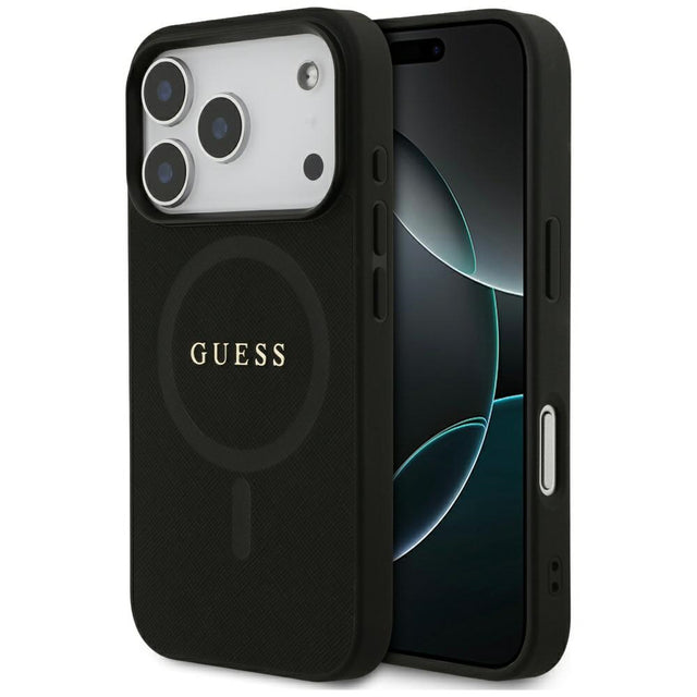 Husa de protectie Guess Saffiano Classic Logo MagSafe (GUHMP17XPSAHMCK) compatibil cu iPhone 17 Pro Max, Negru