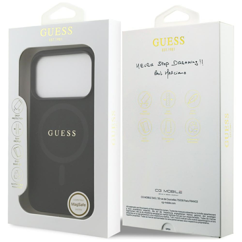 Husa de protectie Guess Saffiano Classic Logo MagSafe (GUHMP17XPSAHMCK) compatibil cu iPhone 17 Pro Max, Negru