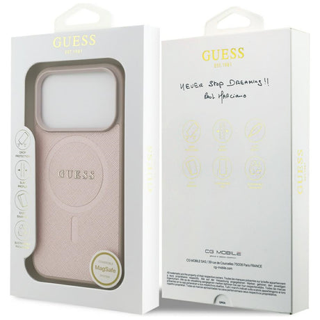 Husa de protectie Guess Saffiano Classic Logo MagSafe (GUHMP17LPSAHMCP) compatibil cu iPhone 17 Pro, Roz