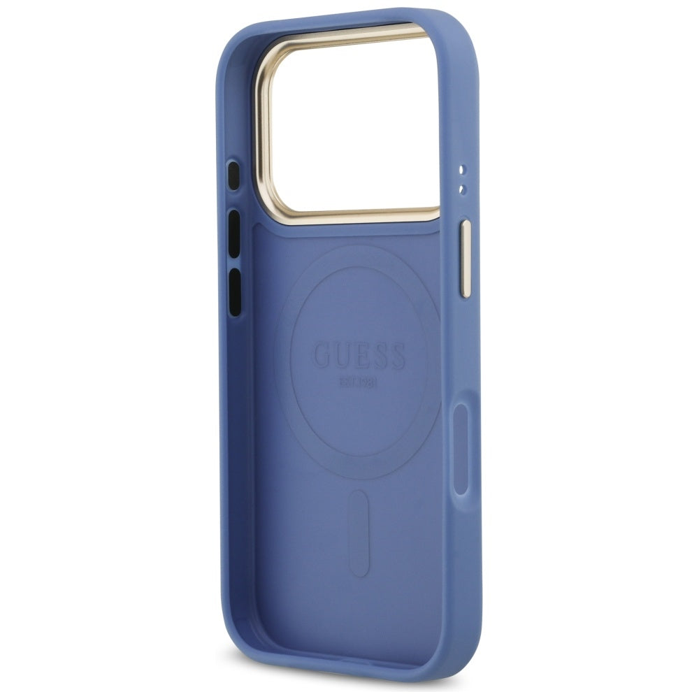 Husa de protectie Guess Hardcase 4G Stripe MagSafe (GUHMP17LPG4SEMCB) compatibil cu iPhone 17 Pro, Albastru