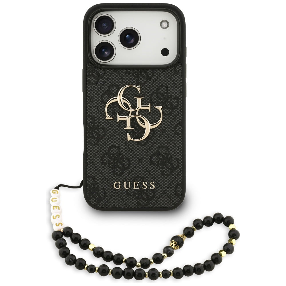 Husa de protectie Guess Hardcase 4G Classic Logo with Strap (GUHCP17LP4GMGSK) compatibil cu iPhone 17 Pro, Negru