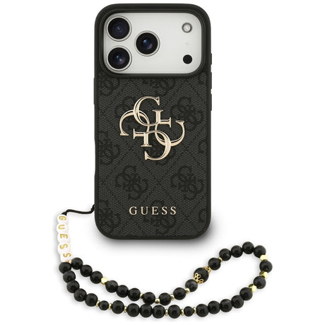 Husa de protectie Guess Hardcase 4G Classic Logo with Strap (GUHCP17LP4GMGSK) compatibil cu iPhone 17 Pro, Negru