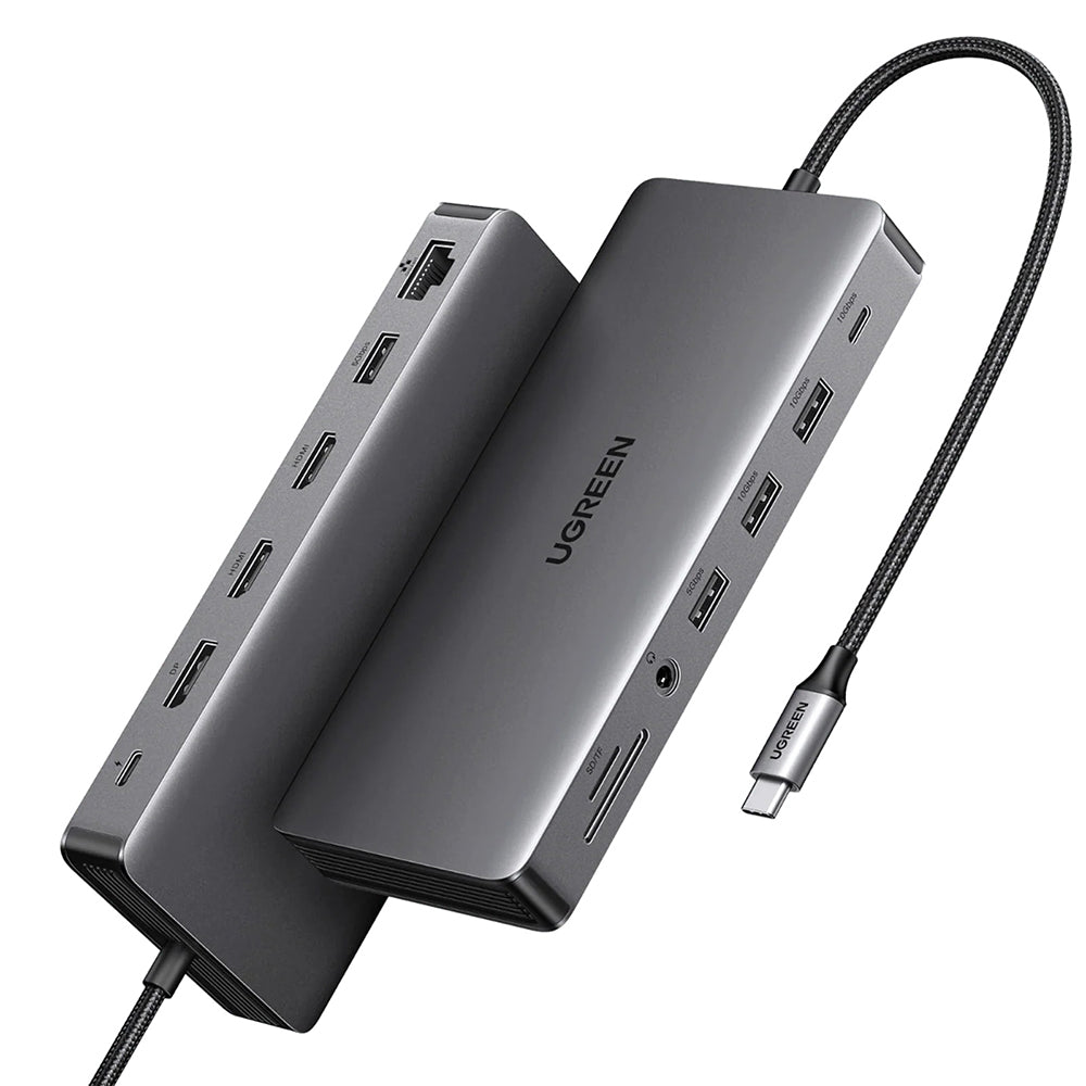 Hub Ugreen CM681 (15978), USB-C 2x HDMI 4x USB DP RJ45, PD100W 10Gbps, Gri