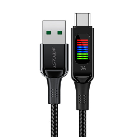 Cablu Acefast (C7-04), USB to Type-C, Fast Charging, 3A, Braided Nylon, 25.000 Bends, 1.2m, Negru