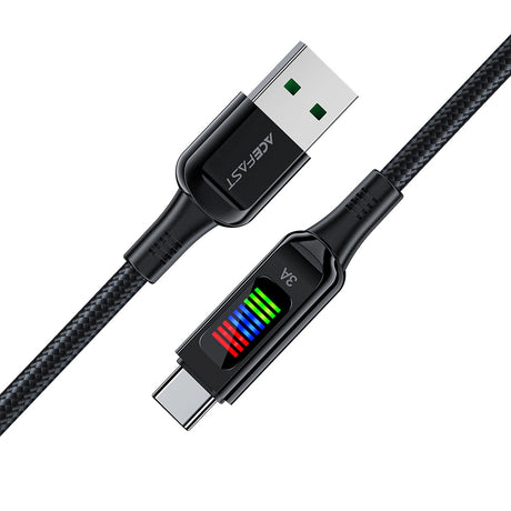Cablu Acefast (C7-04), USB to Type-C, Fast Charging, 3A, Braided Nylon, 25.000 Bends, 1.2m, Negru