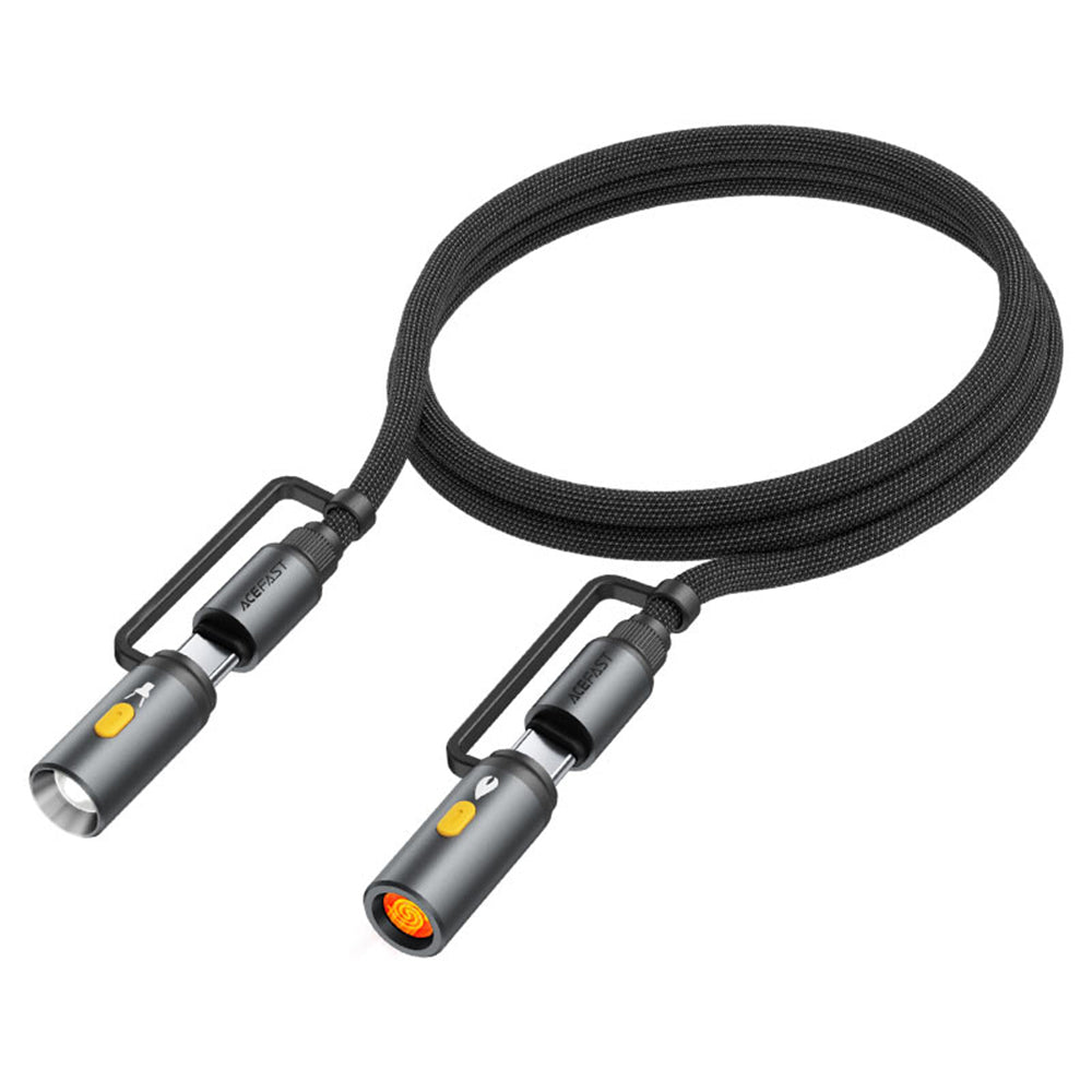 Cablu Acefast (J4), Multifunction, Fast Charging, Type-C/LED Light to Type-C/Cigarette Lighter, 60W, 3A, 1.2m, Negru
