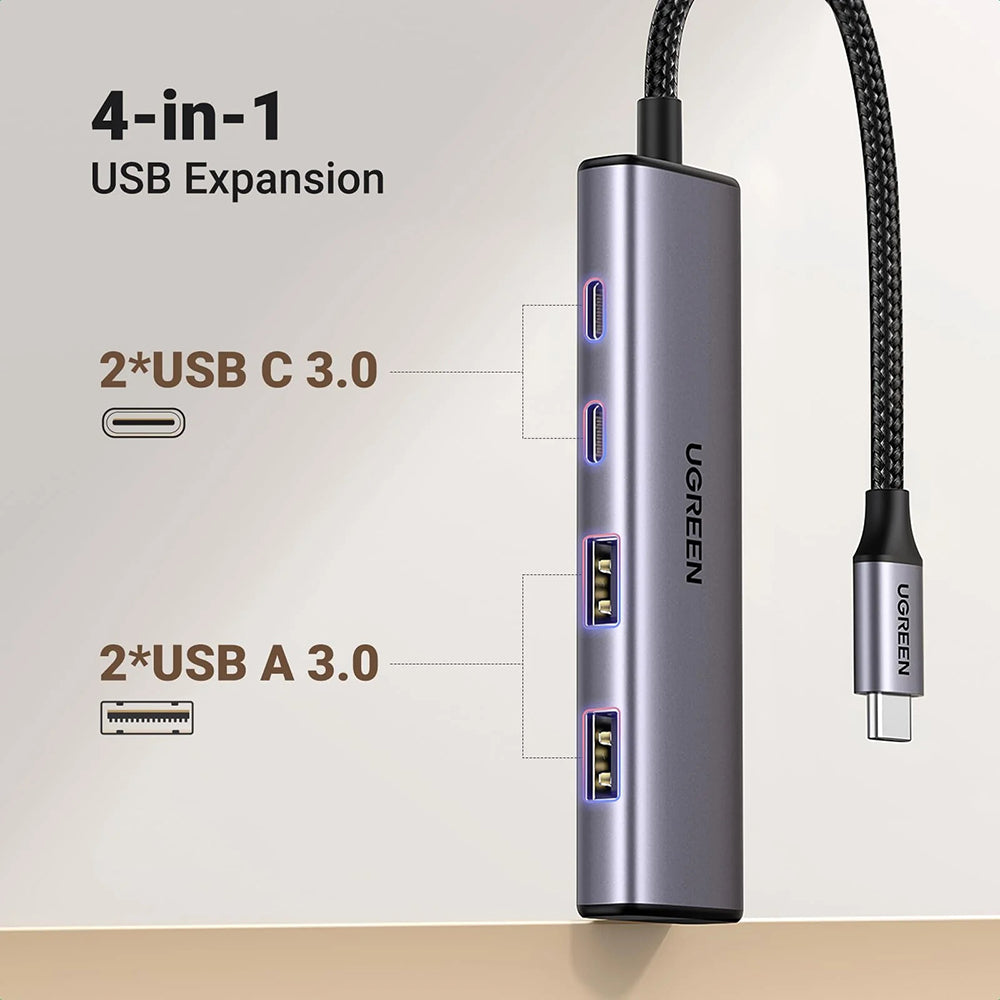 Hub Ugreen CM473 (15395), Type-C / USB, 5Gbps, Gri