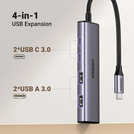 Hub Ugreen CM473 (15395), Type-C / USB, 5Gbps, Gri