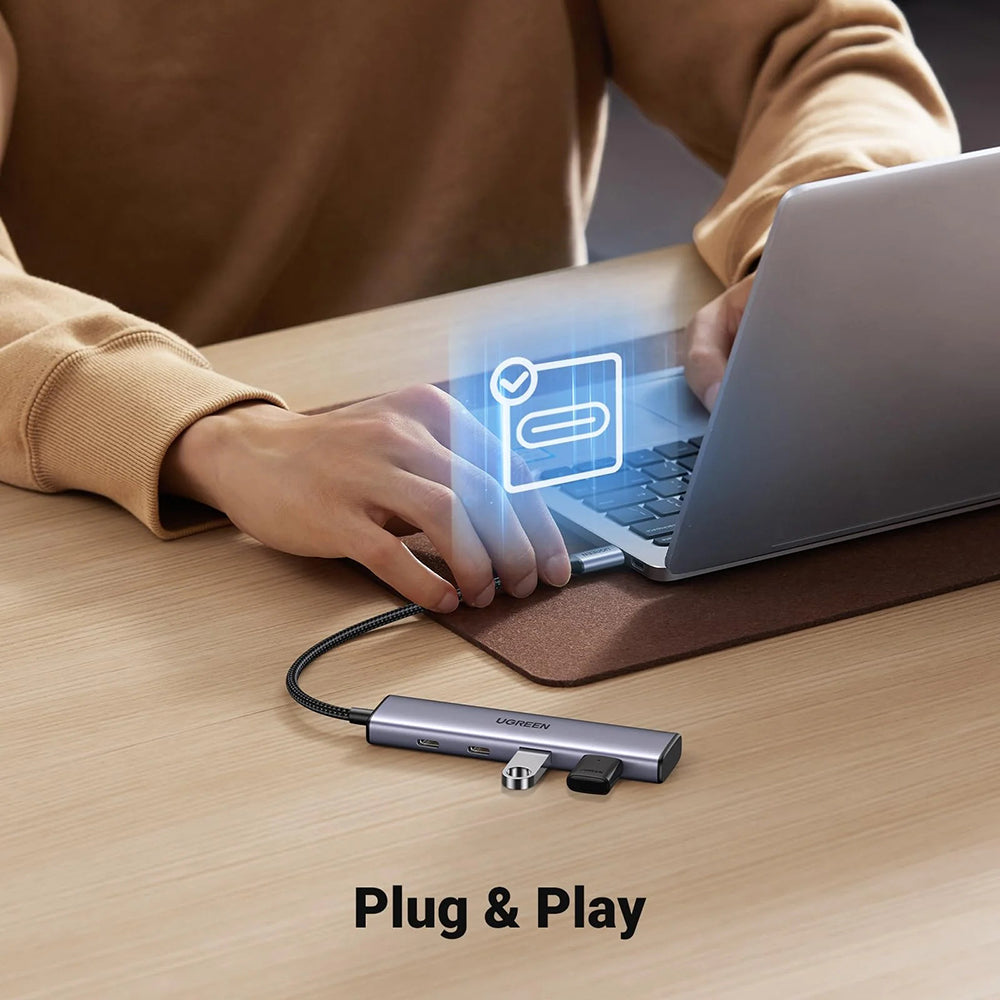 Hub Ugreen CM473 (15395), Type-C / USB, 5Gbps, Gri