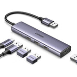 Hub Ugreen CM473 (20805), USB Type-C 4x USB 5Gbps, Gri