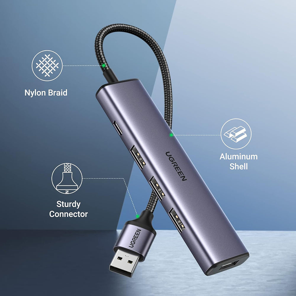 Hub Ugreen CM473 (20805), USB Type-C 4x USB 5Gbps, Gri